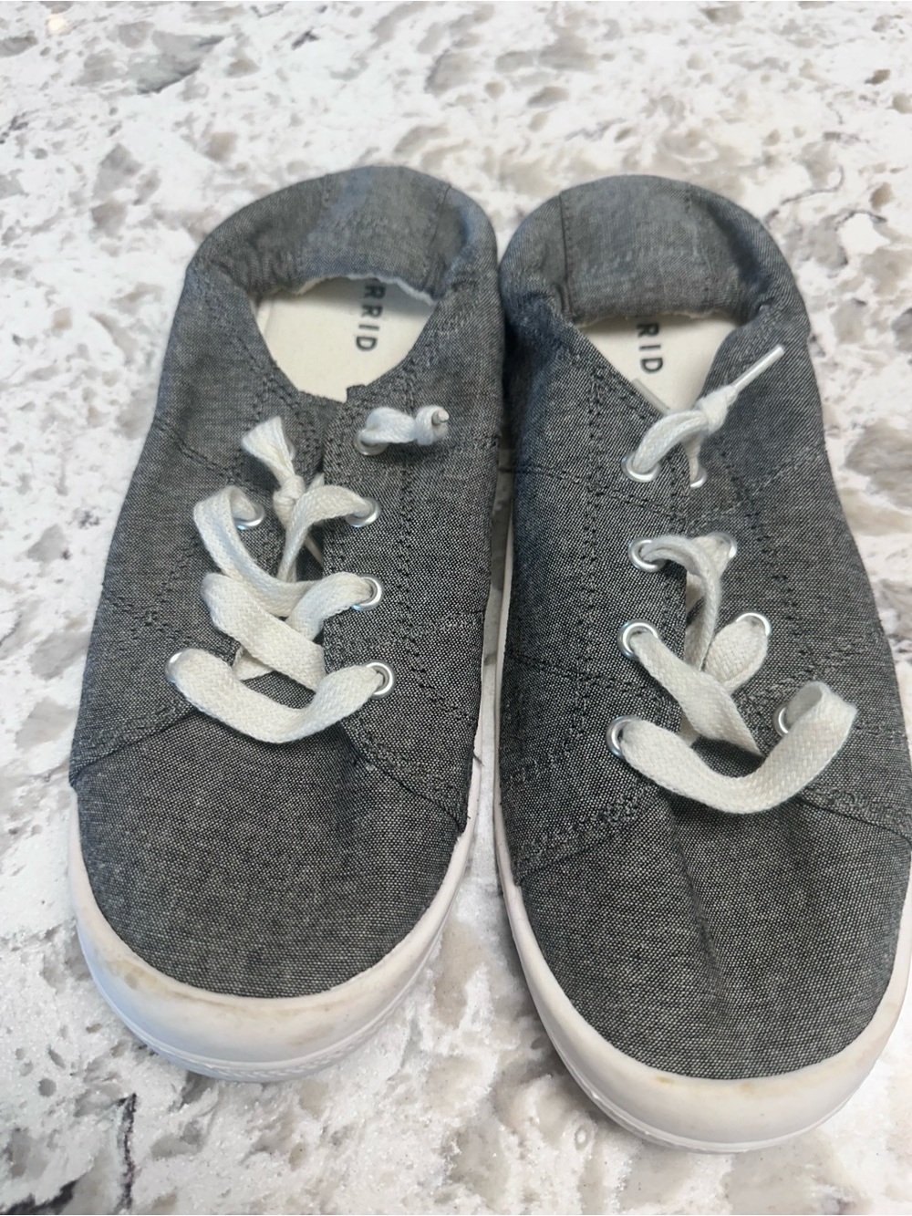 Torrid Women’s Gray Canvas Slip-On Sneakers with White Laces